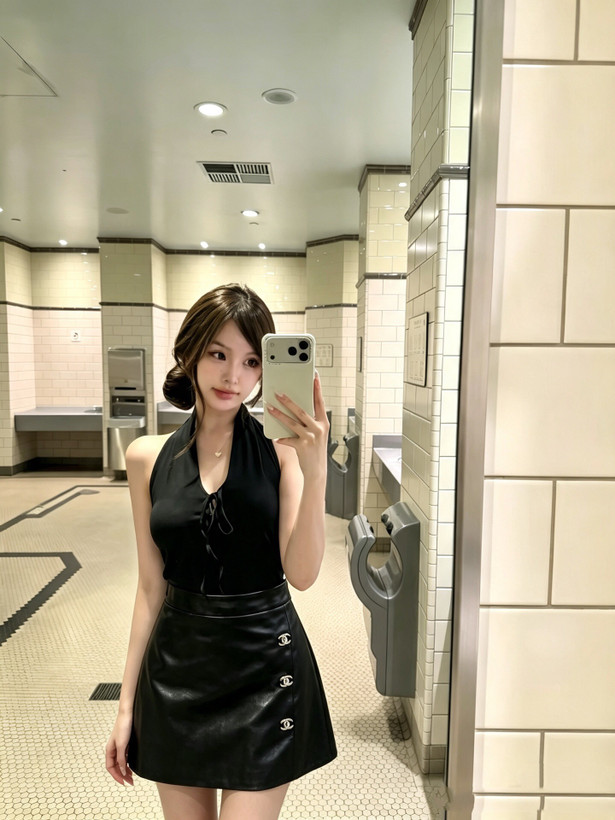 دامن چرم برند Chanel