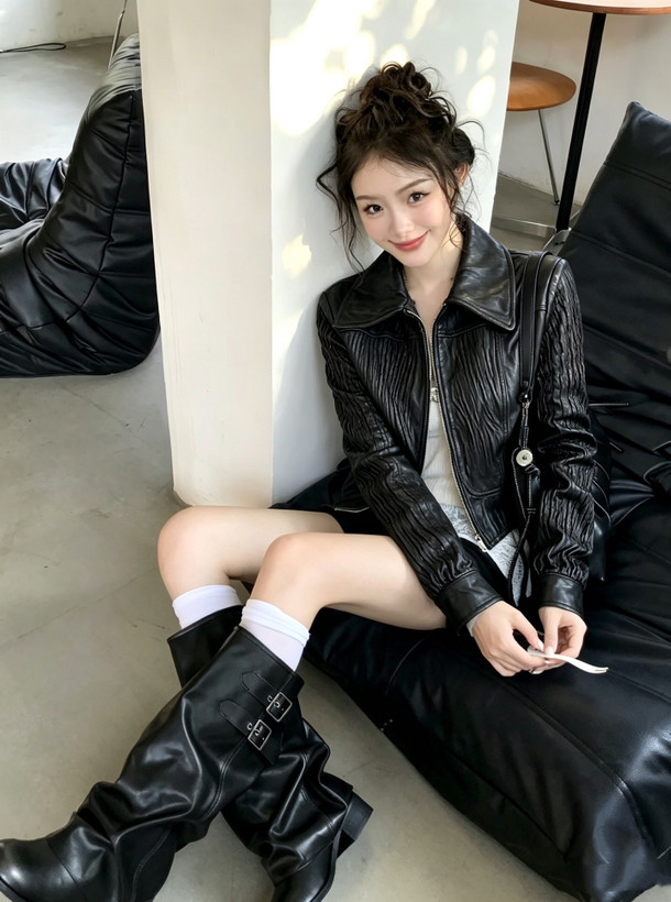 کت چرم زنانه برند Miu Miu