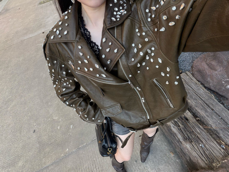 کت چرم زنانه برند YSL