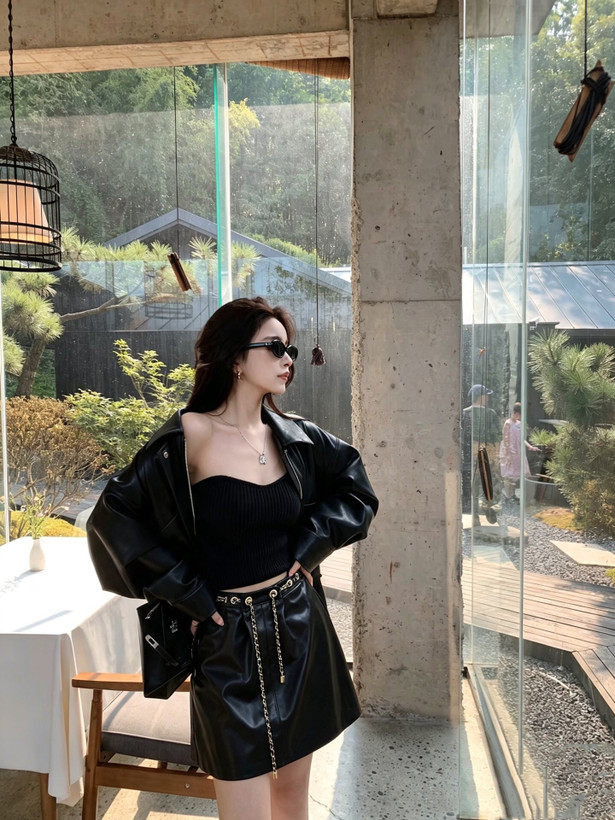 دامن چرم برند Chanel