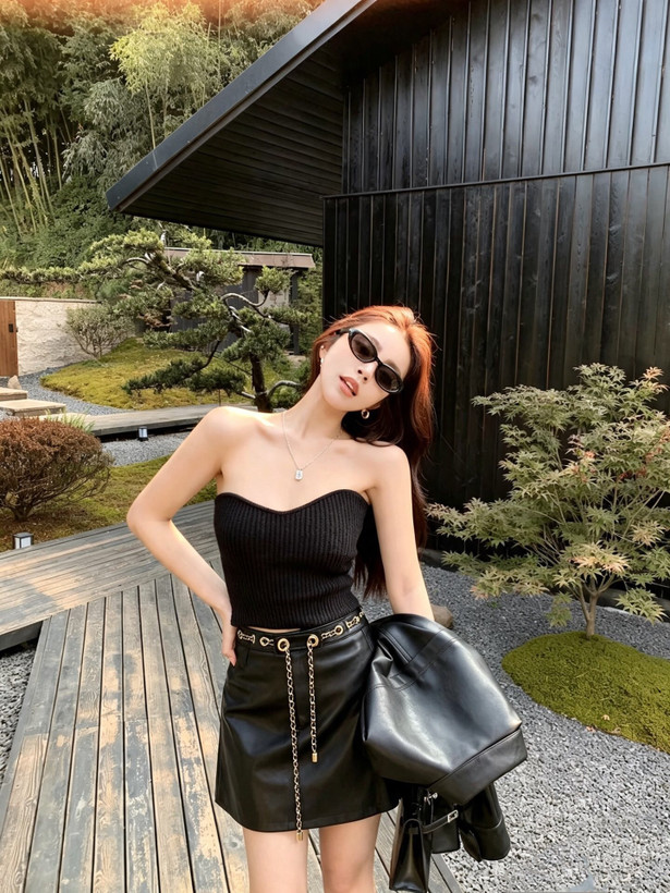 دامن چرم برند Chanel