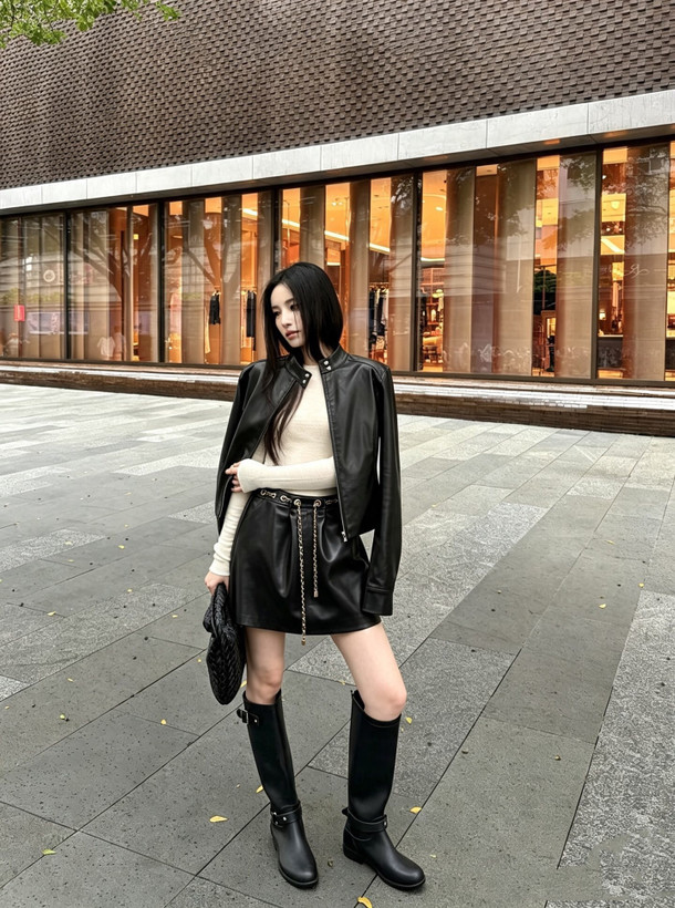 دامن چرم برند Chanel